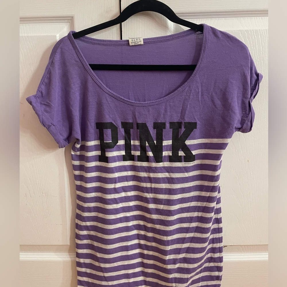 Purple t-shirt with white stripes from Pink